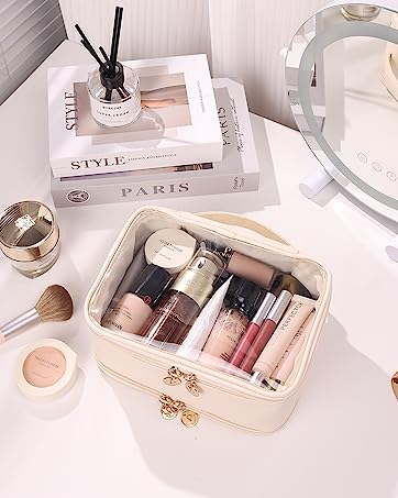 leather makeup bag clear