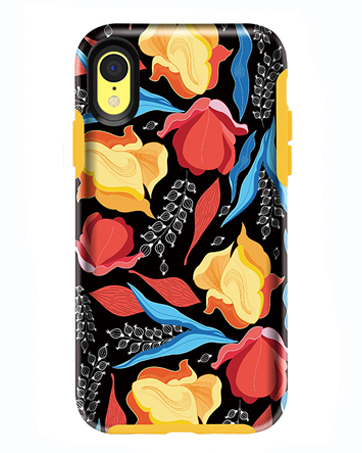 iphne xr case for girls and women yellow tulip
